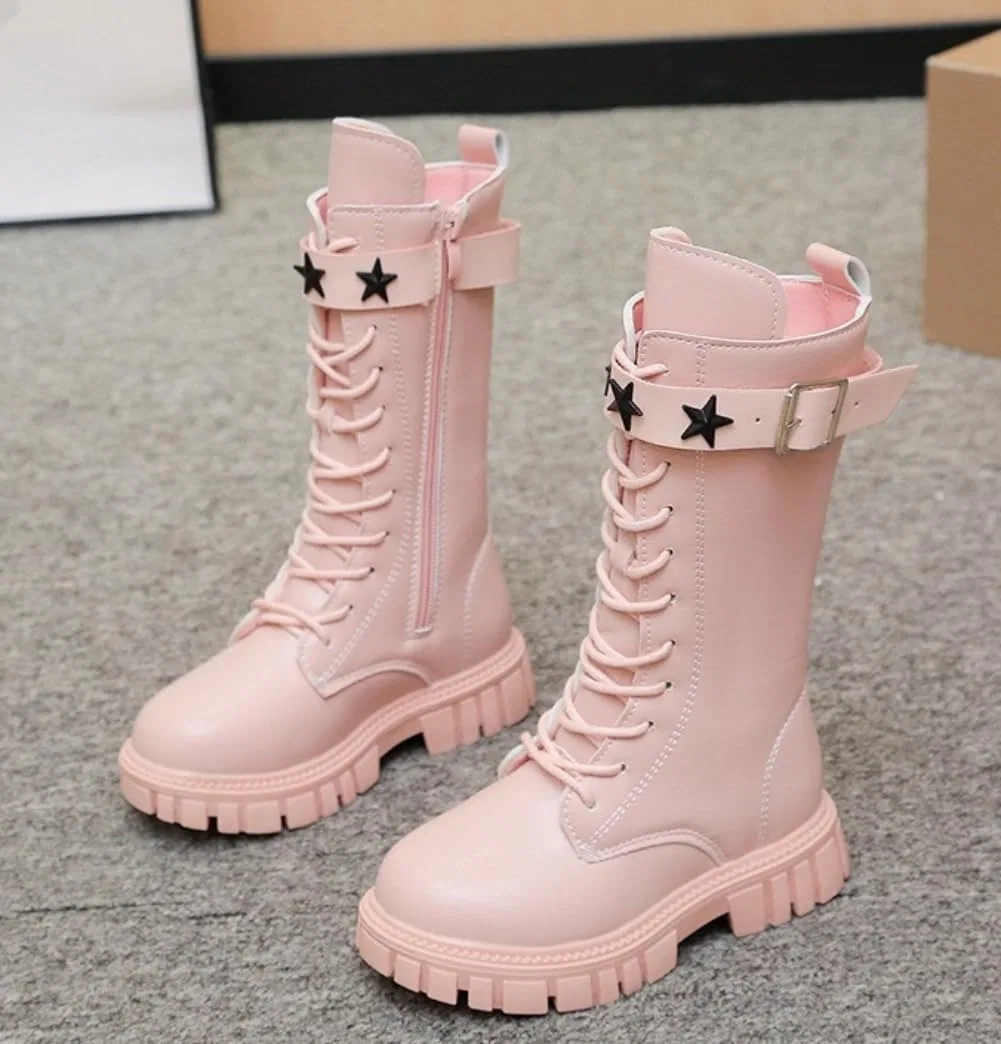Детские ботинки для девочек с принтом, модель Girls Waterproof Riding Boots, Pink — фото 3
