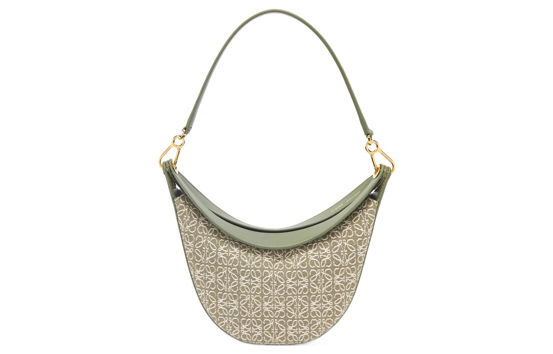 

LOEWE Луна Жаккард Сумка Хобо из Коровьей Кожи Женская Зеленая/Авокадо