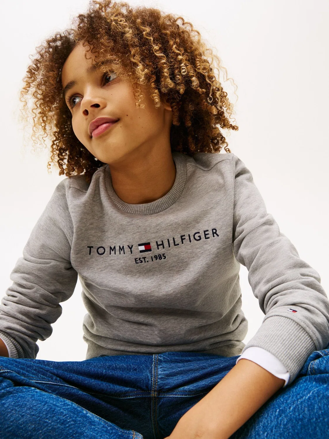 Свитшот, хлопок Tommy Hilfiger Essential, серый — фото 4