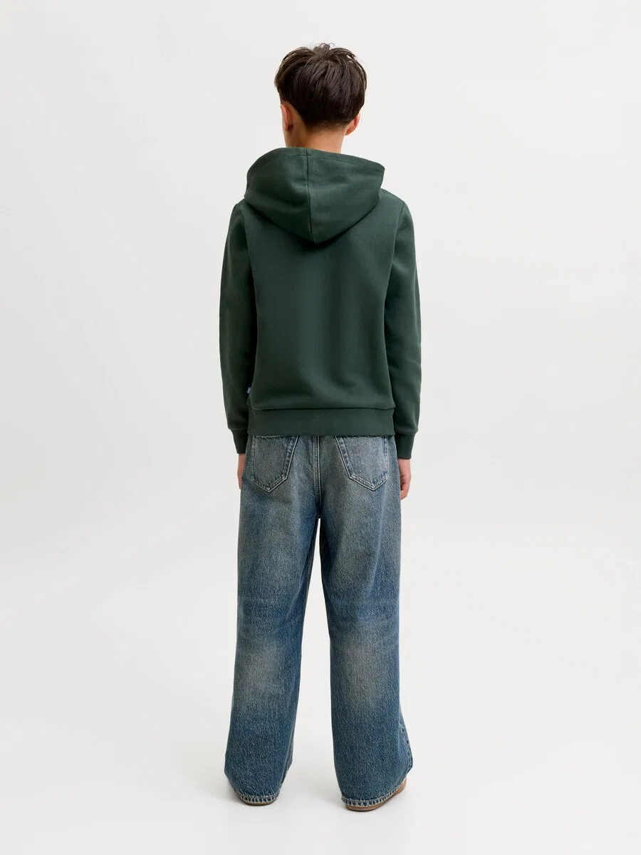 Детская толстовка темно-зеленого цвета Jack & Jones Junior — фото 4