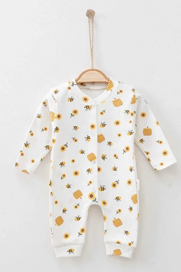 Детское боди-комбинезон с принтом Baby Bee Dinamik Çocuk, White Bees — фото 3