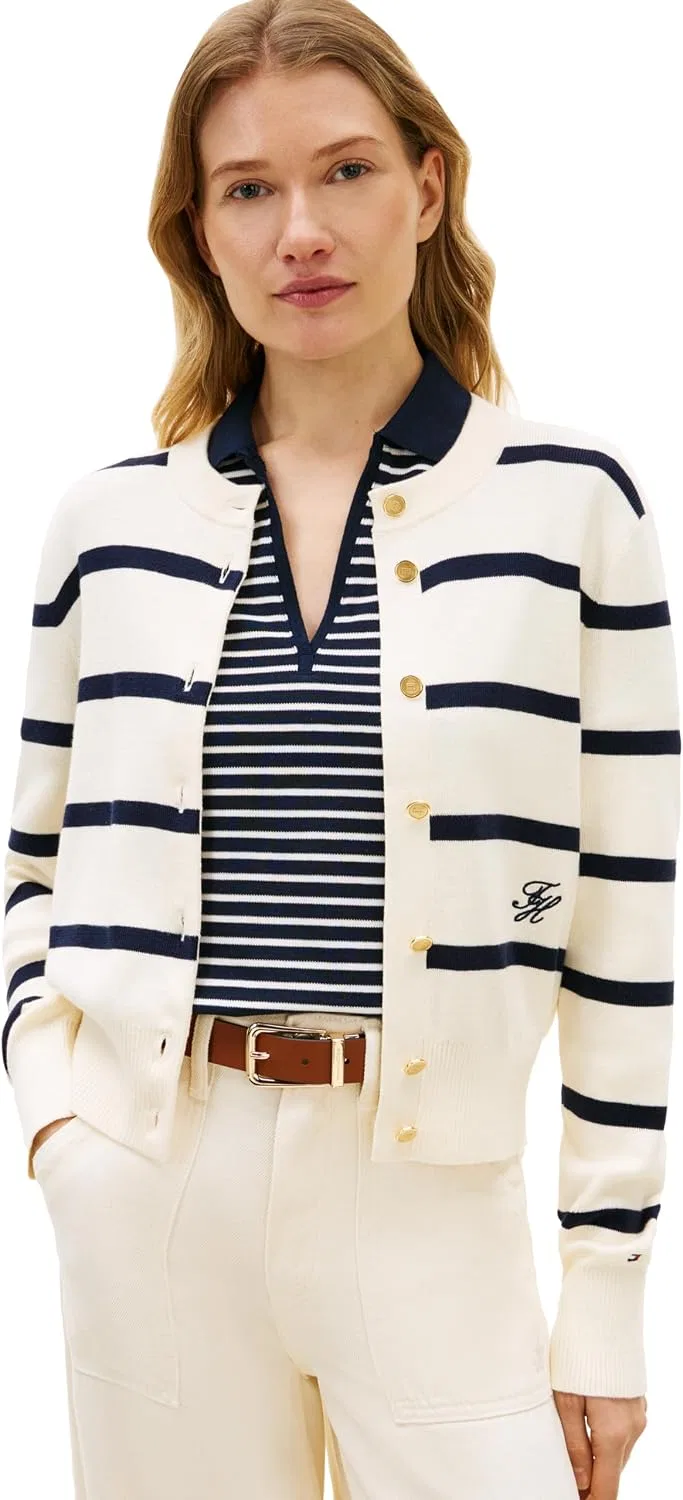 Женский хлопковый кардиган Tommy Hilfiger, Big Stripe Calico/Dark Night Navy