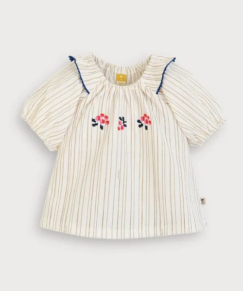 Детский комплект из топа и шорт с вышивкой Berry & Flower, moimoln, Beige — фото 2