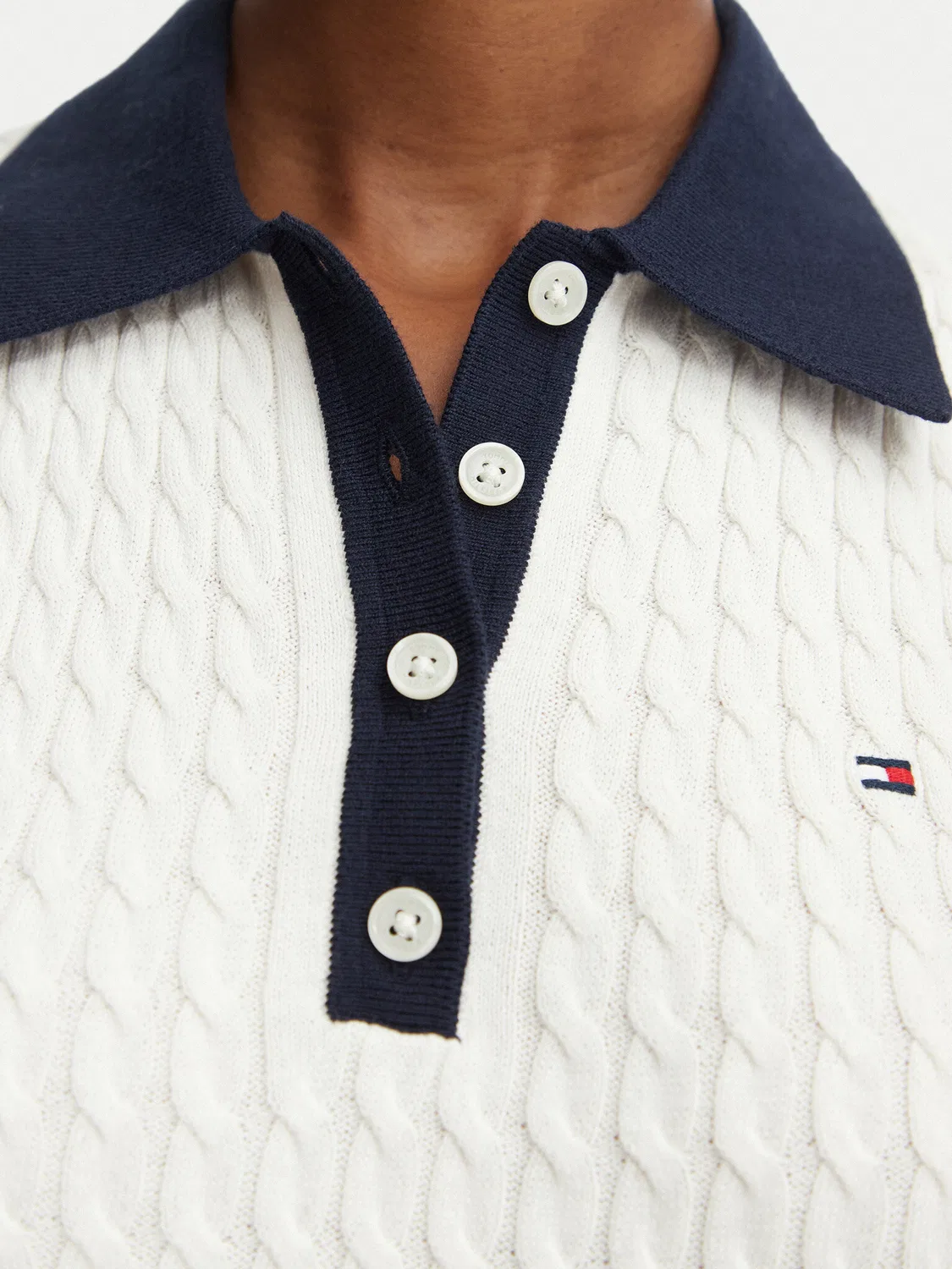Женский пуловер стандартного кроя Fine Gg Cable Tommy Hilfiger, кремовый — фото 4