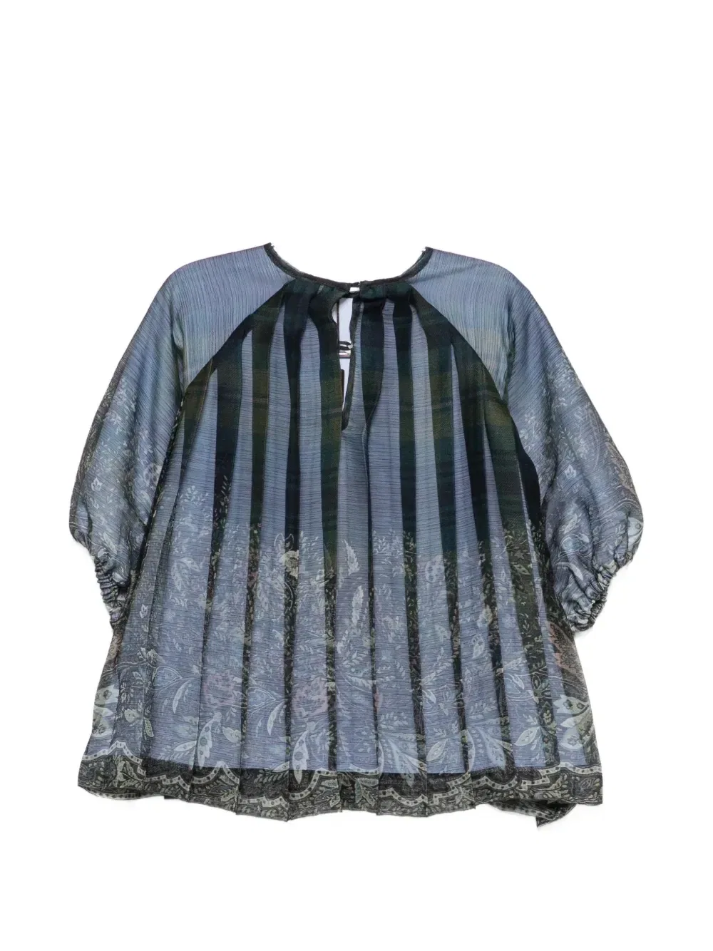 Плиссированное платье с цветочным принтом Etro Kids, синий — фото 2