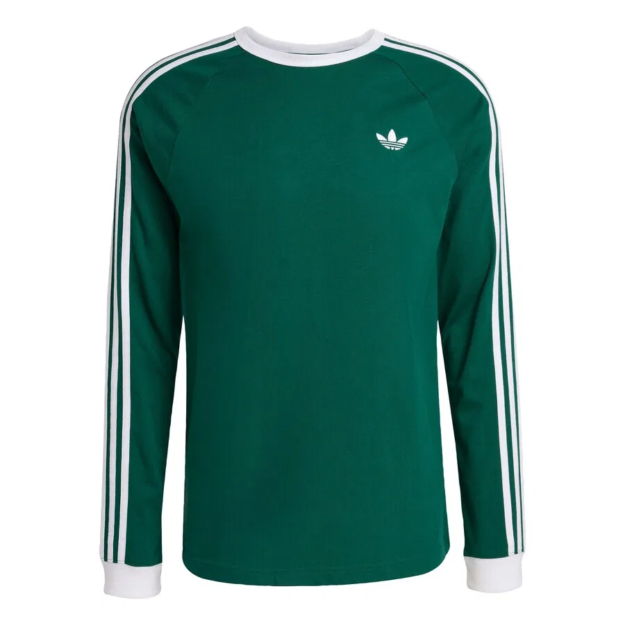 Футболка ADIDAS ORIGINALS '3-STRIPES LONGSLEEVE' цвета еловой хвои