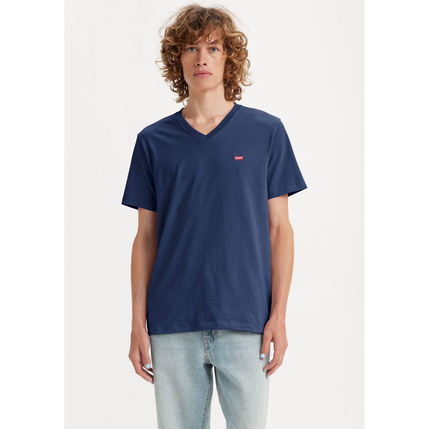 Мужское V-образное трикотажное поло с логотипом Levi's, Dress Blues — фото 2
