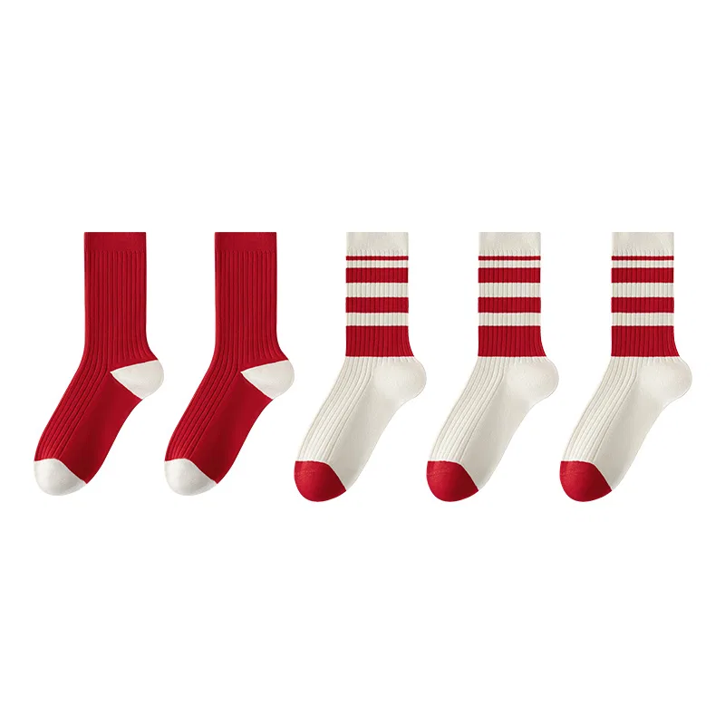Детские носки-гольфы 5 пар MINISO, Red White Stripes