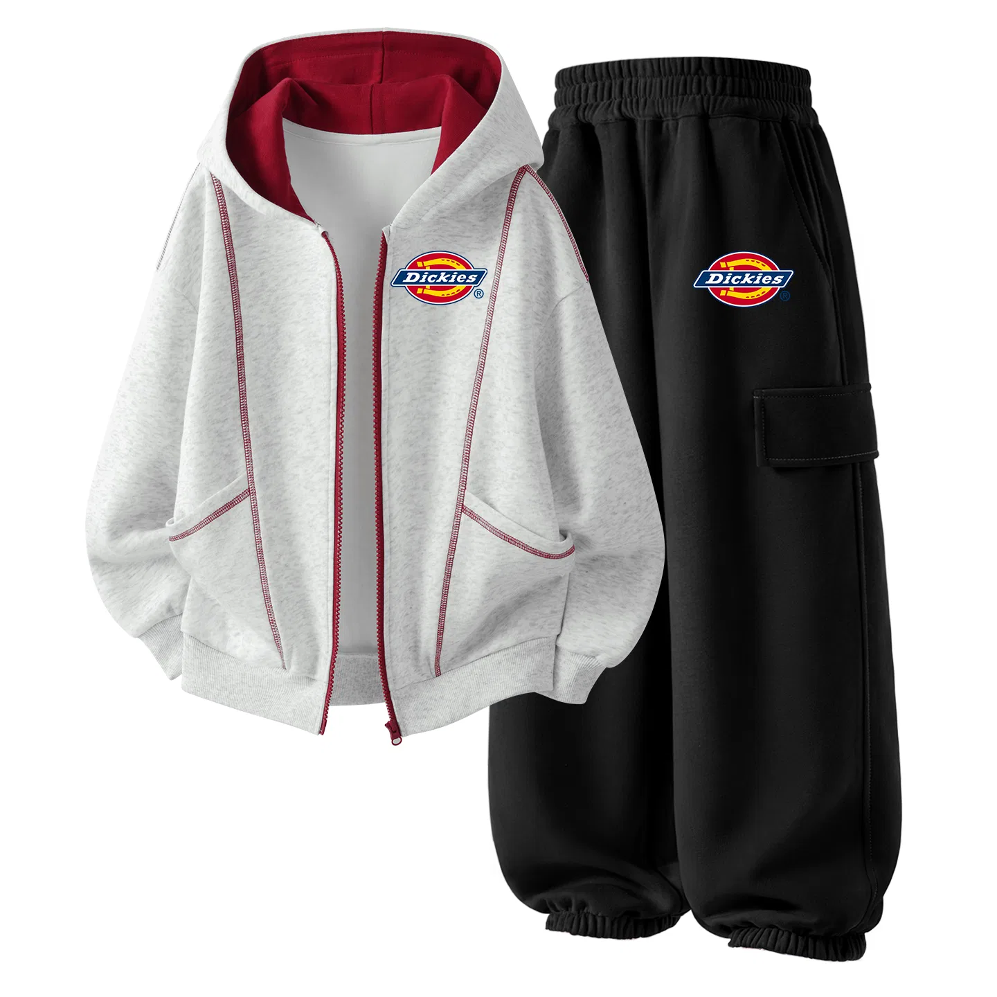 Детский спортивный комплект с принтом Dickies, Silicone Standard K White Heather Gray+Standard K Thick Light Heather Gray — фото 4