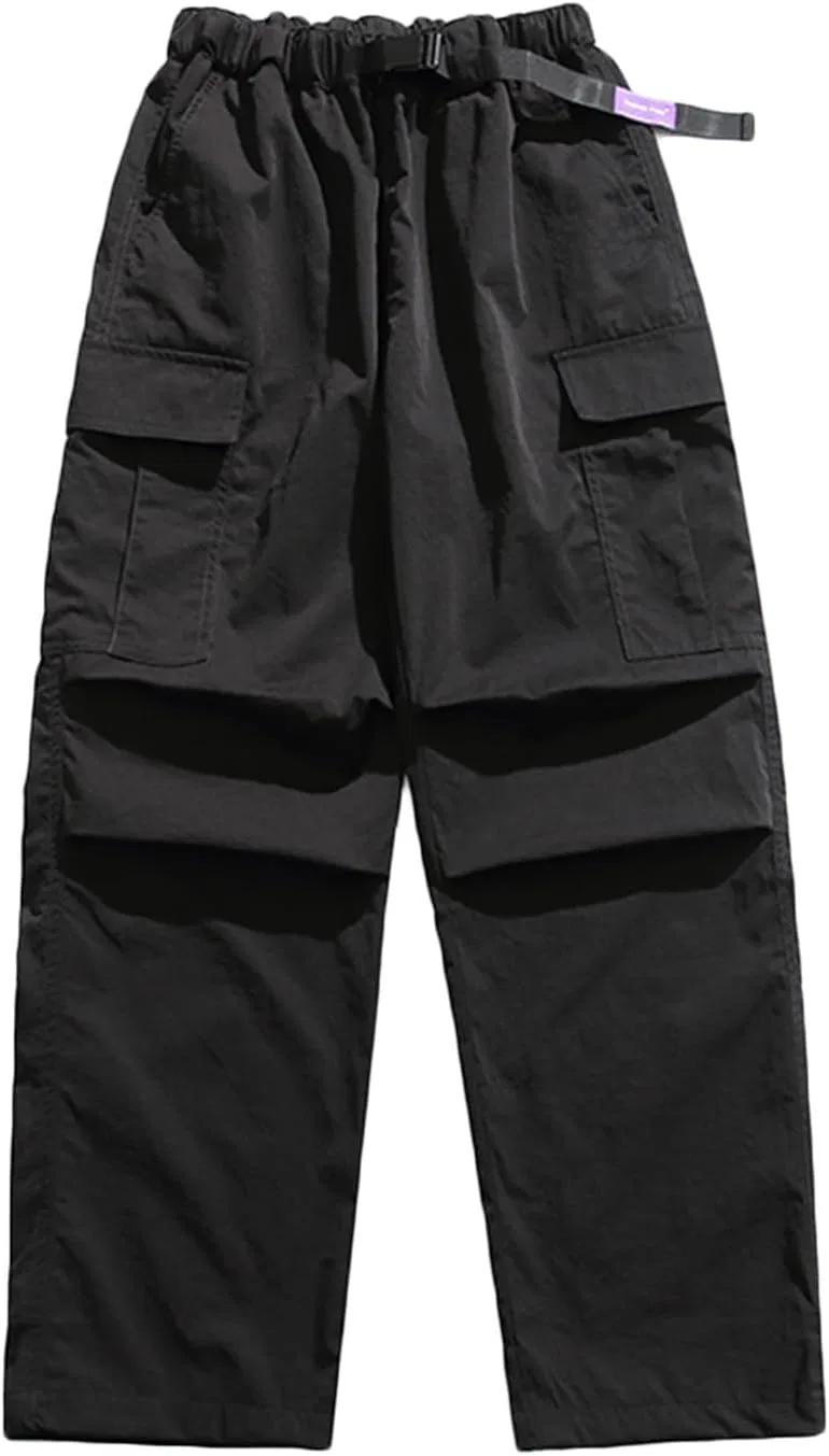 Мужские карго-брюки с эластичным поясом, Cargo Pants, чёрный