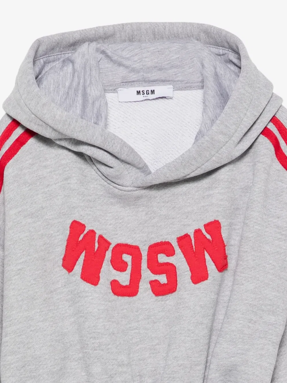 Худи с логотипом-нашивкой и боковыми полосками MSGM Kids, серый — фото 3