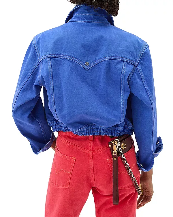 Женская куртка джинсовая с воротником Versace, Sky Blue — фото 2