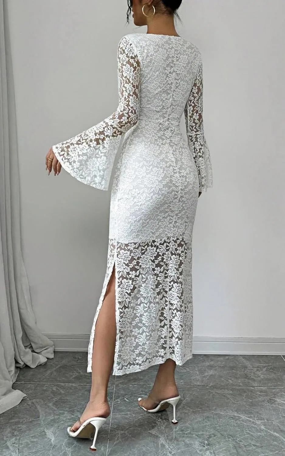 Женское элегантное платье с квадратным вырезом CD50, White — фото 4
