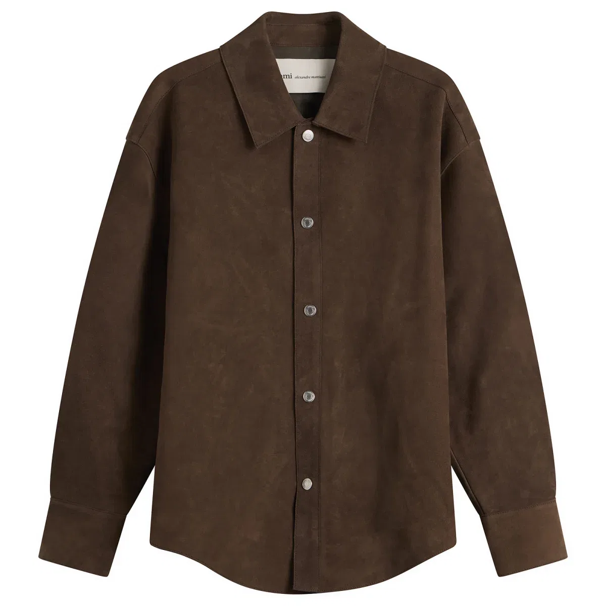 Рубашка-оверсайз на пуговицах из замши Suede Buttoned Overshirt Ami Paris, Chocolat
