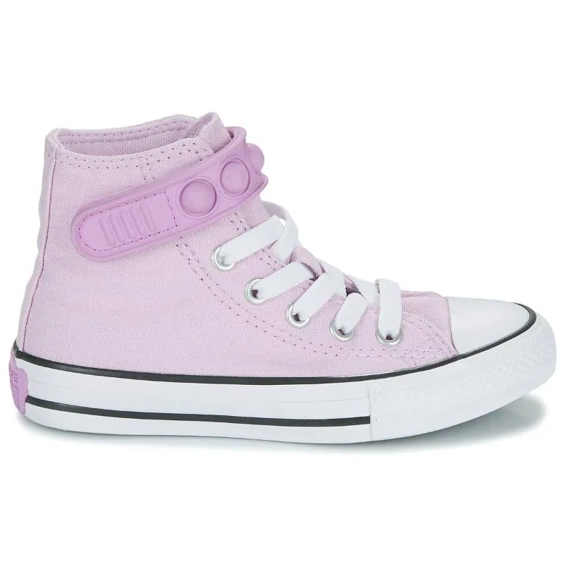 Chuck Taylor All Star Высокие Детские Кроссовки из Холста Розовые Converse, Звезды Сиреневые — фото 3