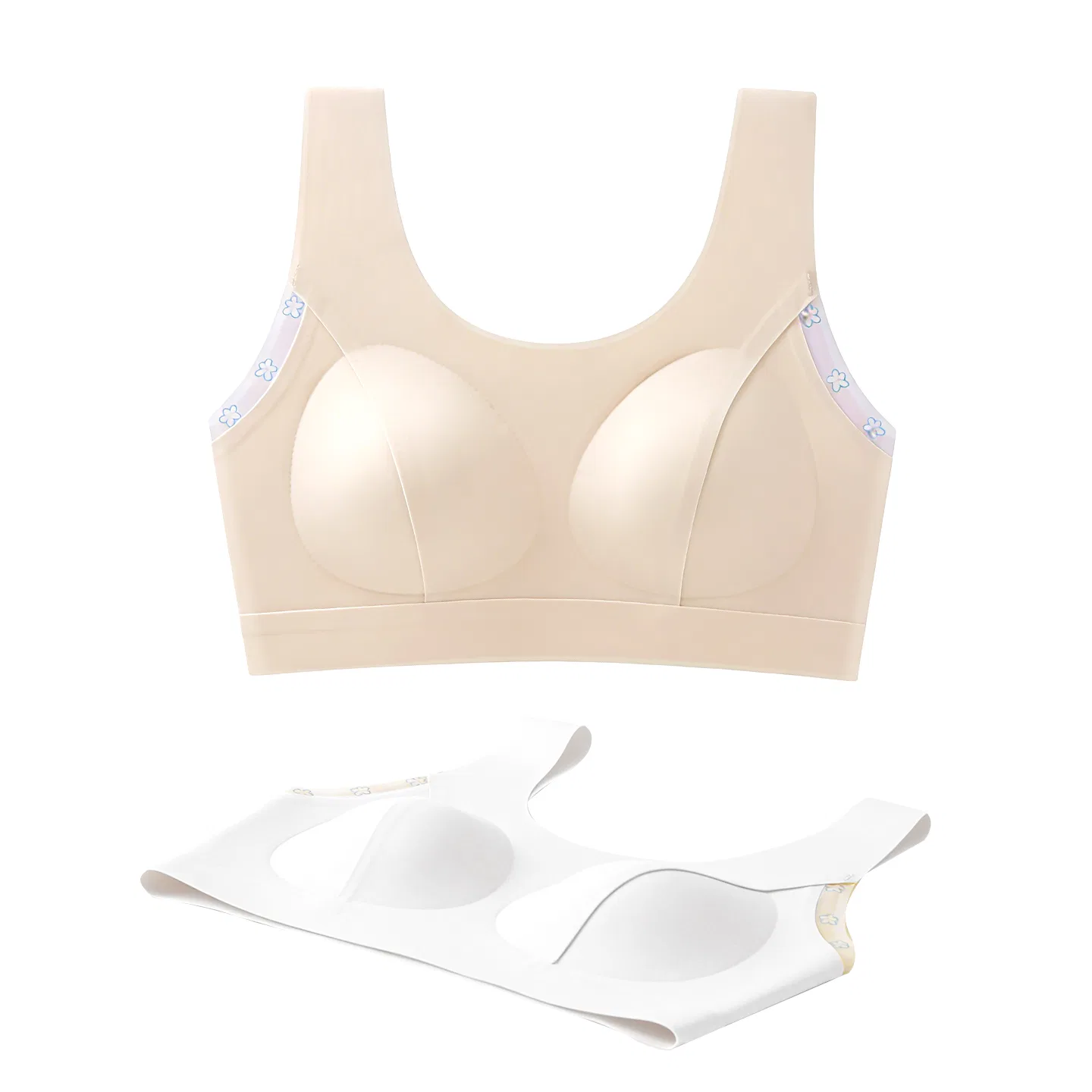 Детский спортивный бюстгальтер для девочек без швов Red bean, White Pink