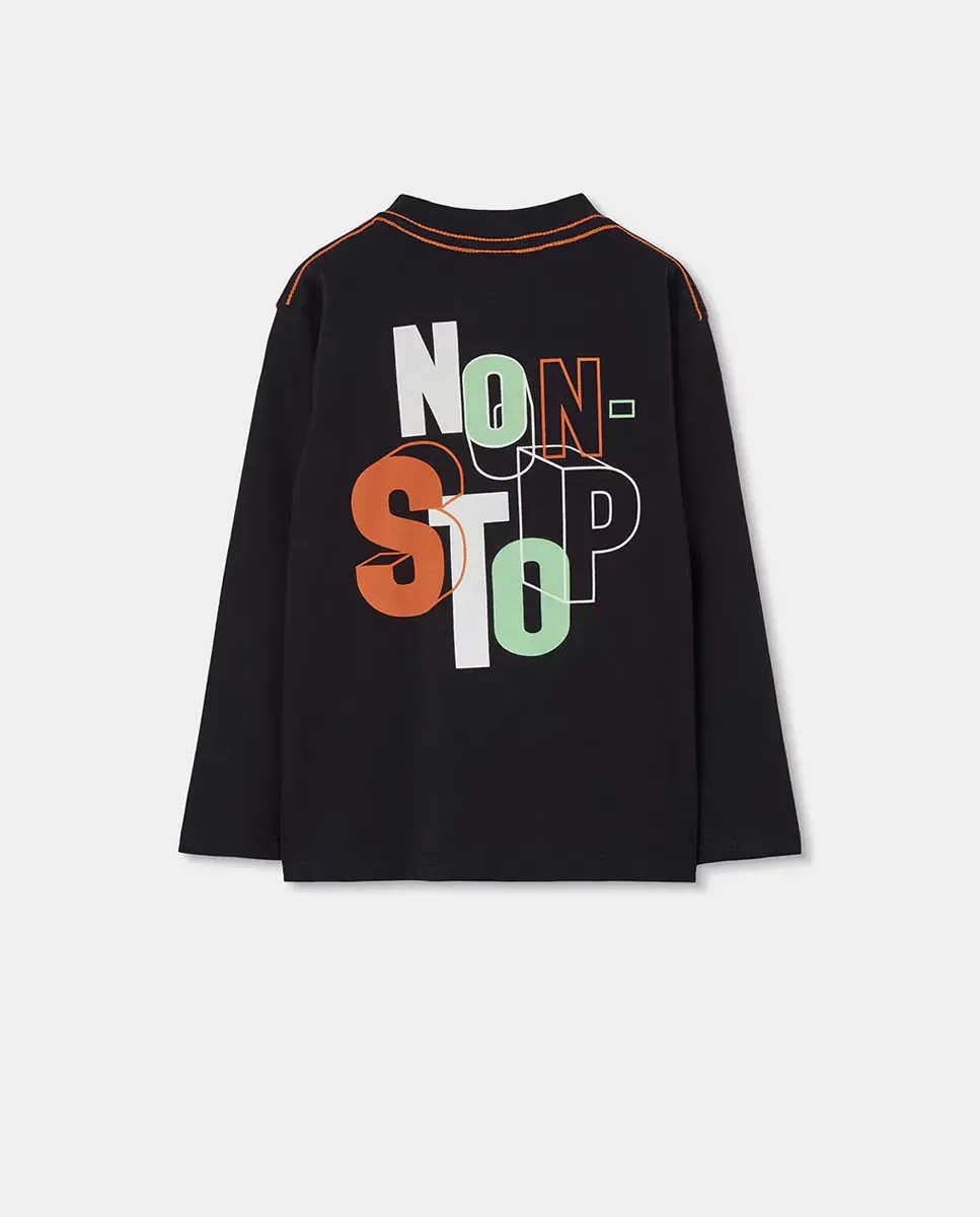 Детская футболка для мальчиков с длинным рукавом MOVE Boboli, Negro / Naranja — фото 3