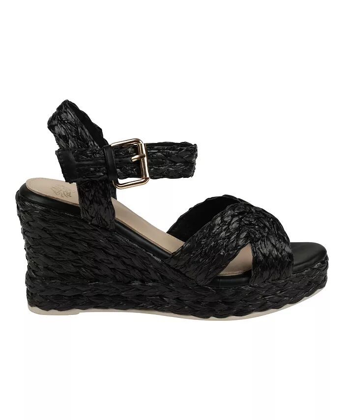 Женские босоножки на танкетке из рафии Maya GC Shoes, черный — фото 2