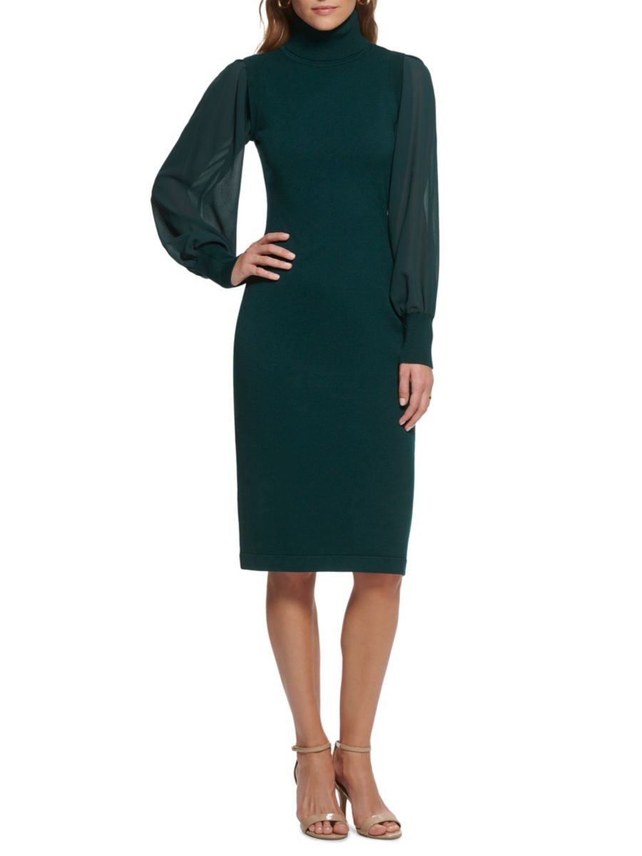 

Платье-футляр из шифона с высоким воротом Vince Camuto, цвет Spruce