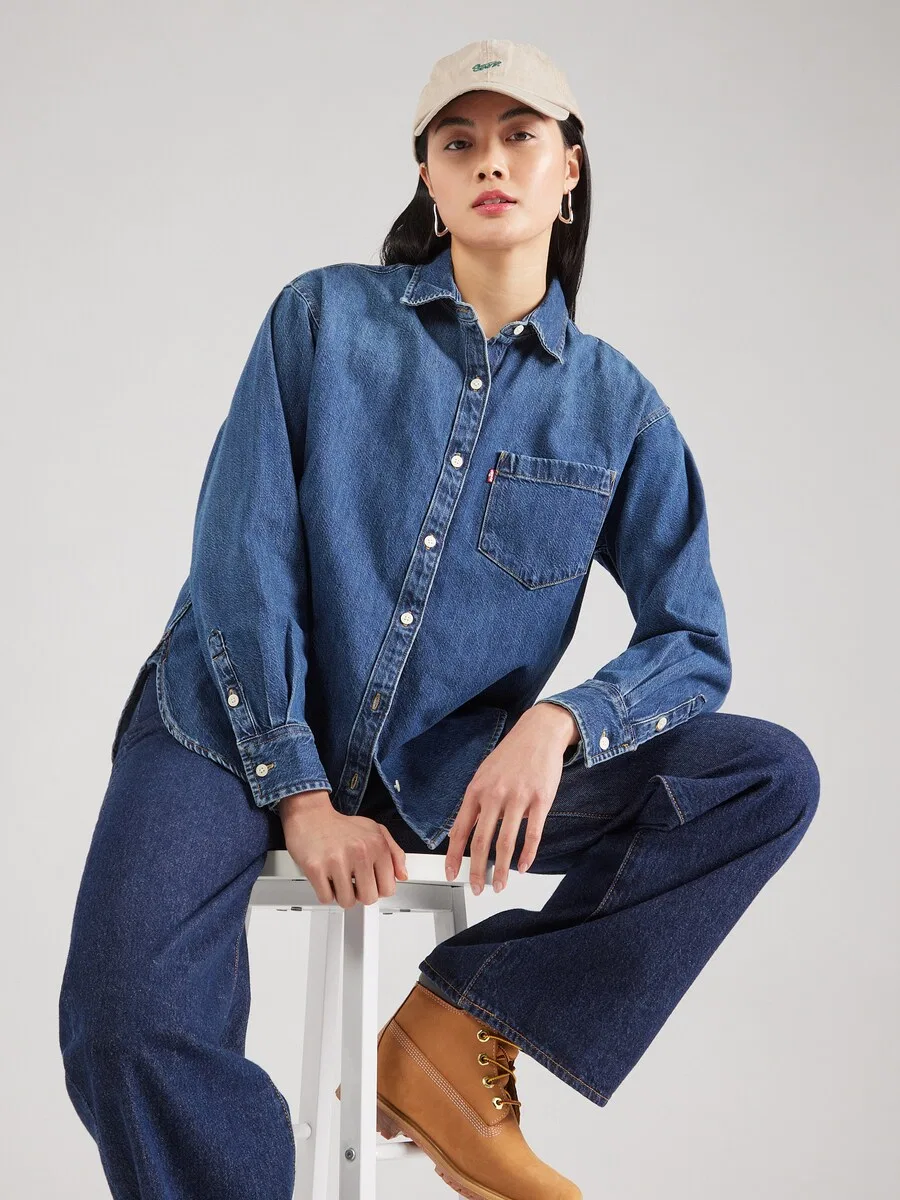 Блузка LEVI'S 'Harlie Boyfriend Shirt' из синего денима — фото 3