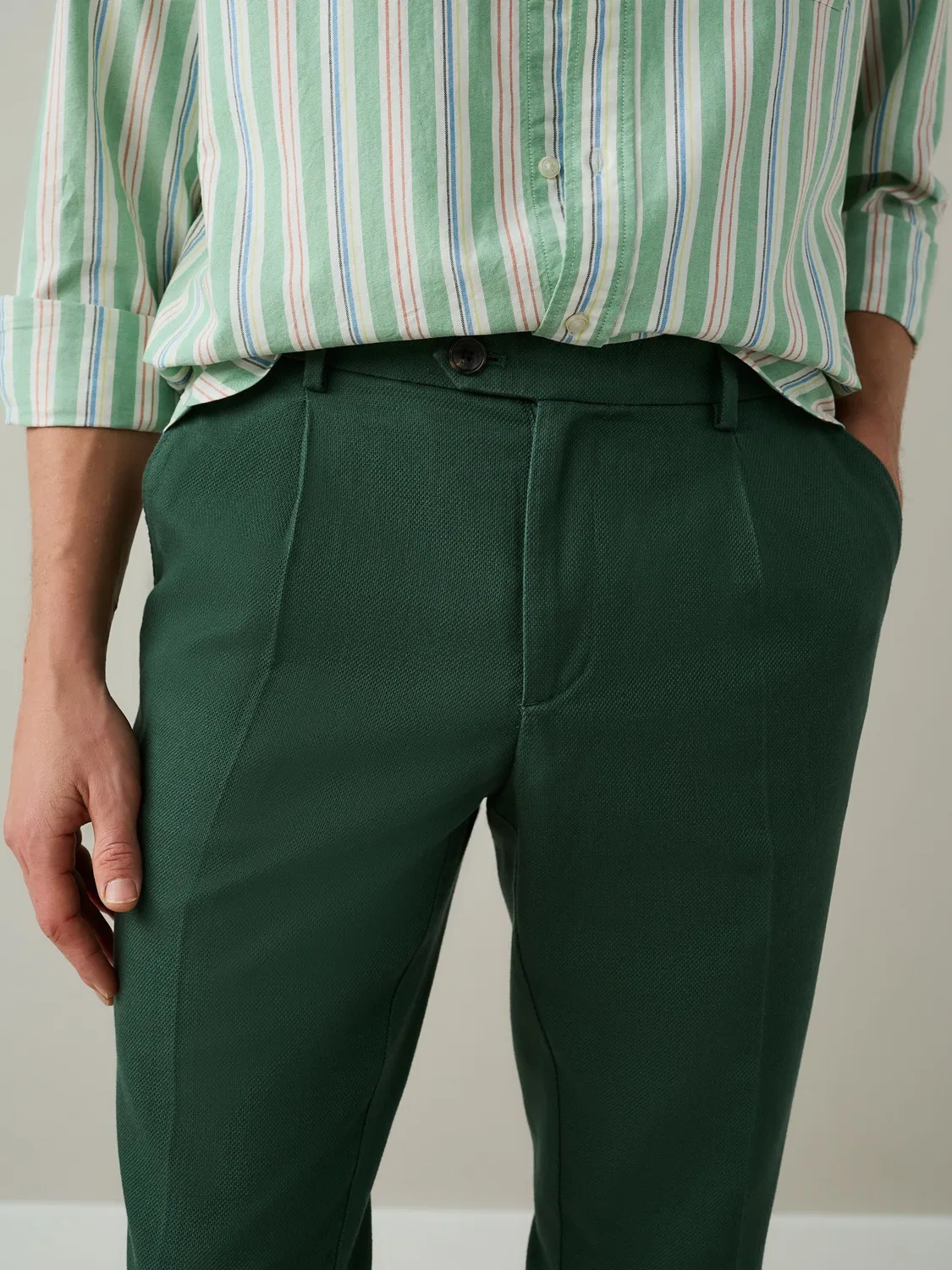 Чиносы текстурированные Green Textured Cotton Smart Chinos Next, зеленый — фото 4