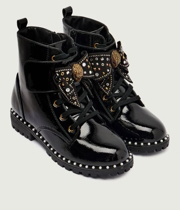 Детские ботинки из кожи Kensington Strap Bow Kurt Geiger, черный — фото 3