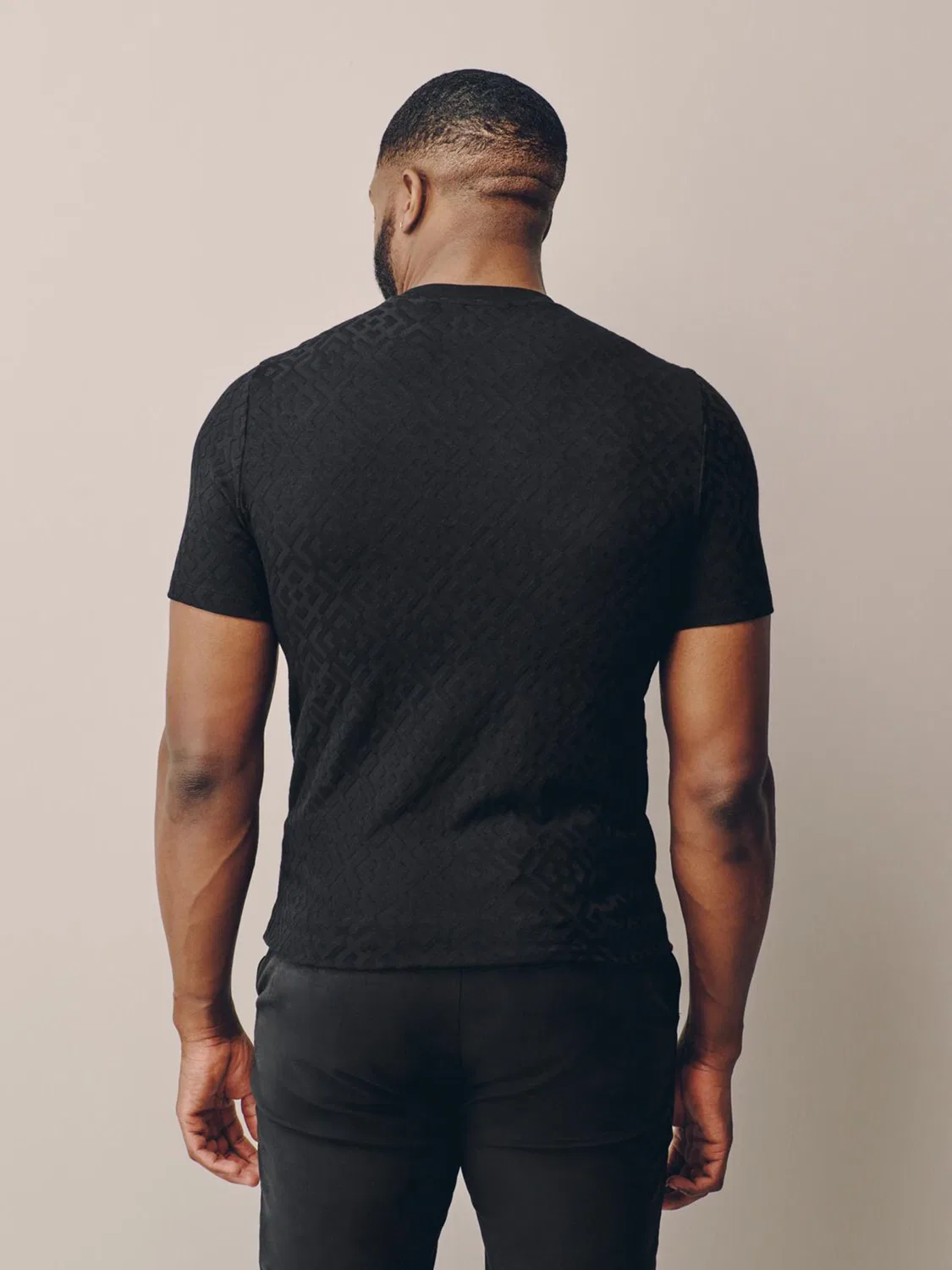 Футболка с текстурированным жаккардом, Black Muscle Fit Next, черный — фото 4
