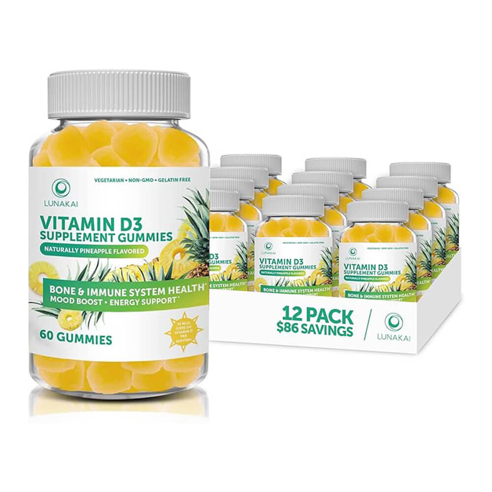 

Витамины для детей и взрослых Vitamin D3 Gummies for Adults and Kids, (60 жевательных конфет, 12 баночек)