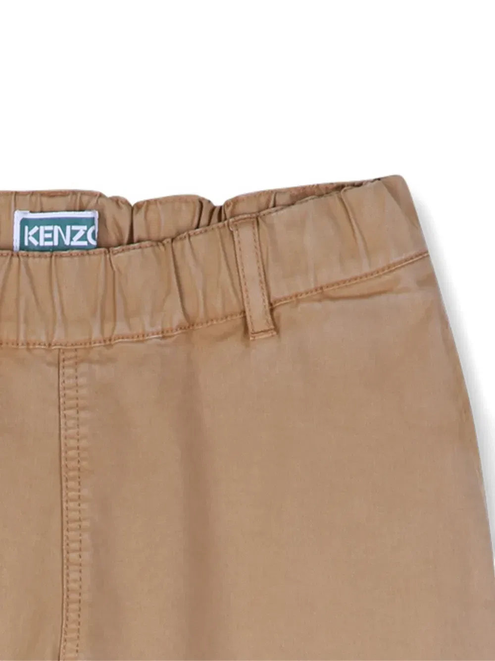 Брюки с вышитым логотипом и эластичным поясом Kenzo Kids, коричневый — фото 3