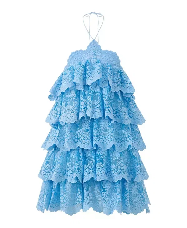 Детское платье для девочек с кружевной отделкой Paloma Lace Frill Mini Dress Marlo Kids, Powder Blue