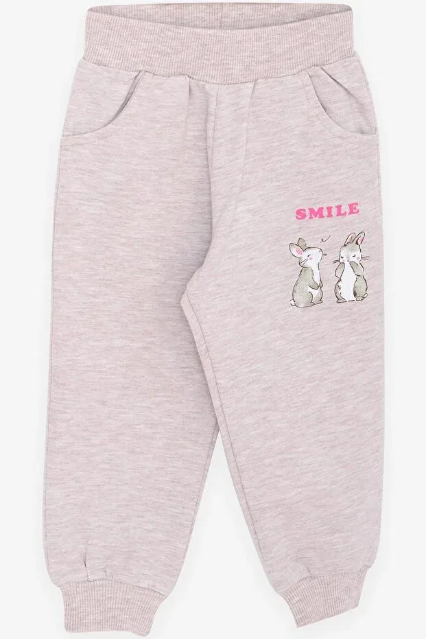 Детский спортивный комплект для девочек с принтом Glittery Rabbit Printed Breeze, Ecru — фото 4