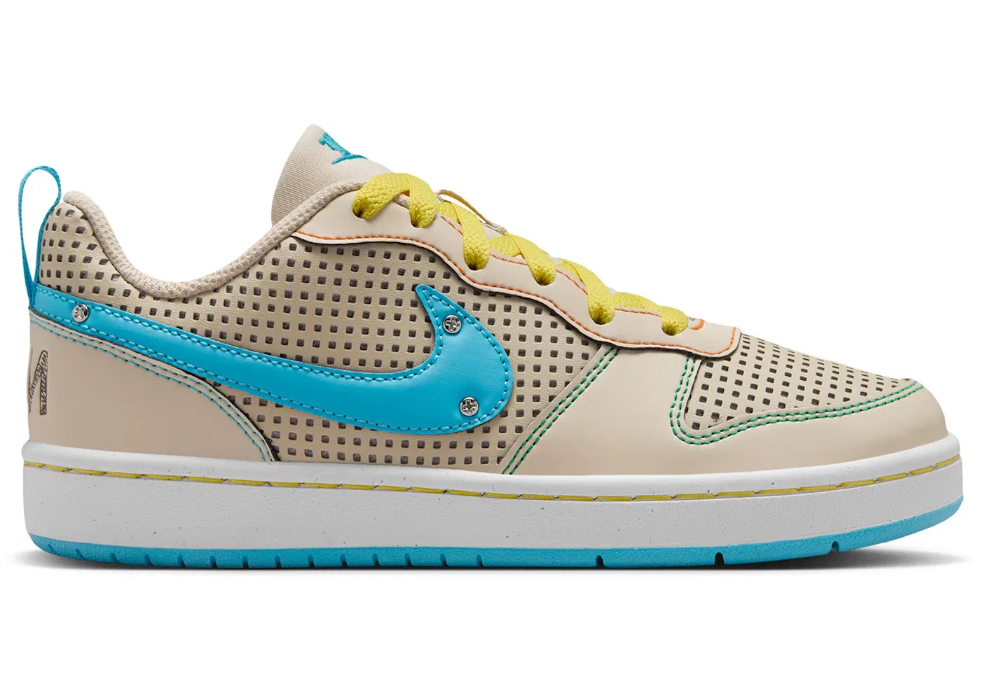 Детские кроссовки с кожаным верхом Nike Court Borough Low Recraft Nike, Sanddrift/Phantom/Opti Yellow/Baltic Blue
