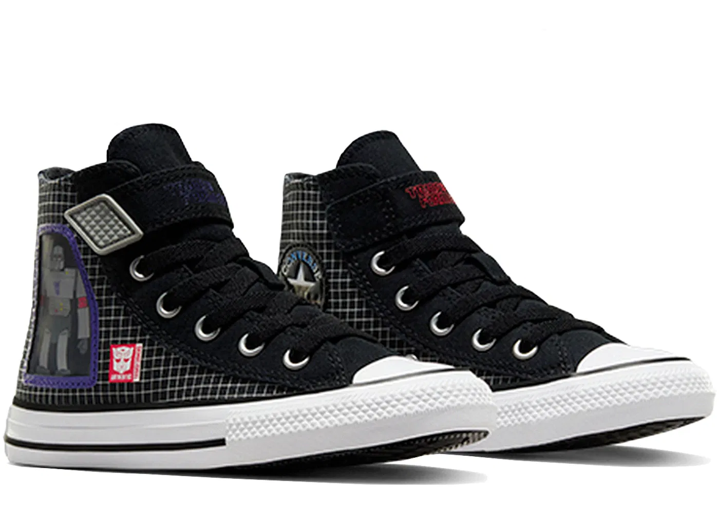Детские кроссовки на липучках Converse Chuck Taylor All Star EasyOn Hi Transformers Autobots and Decepticons Converse, Black/White/Red — фото 3