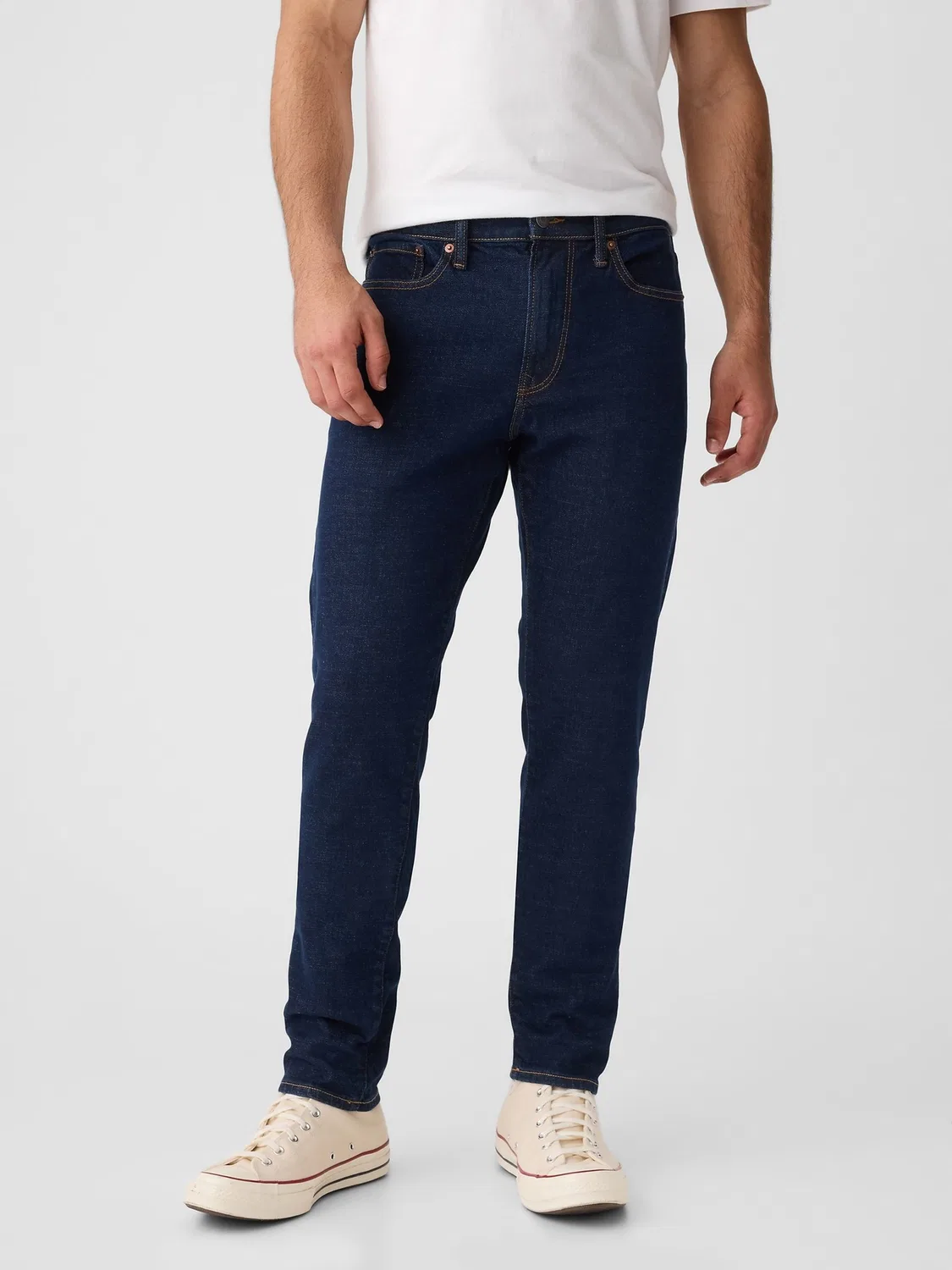 Джинсы зауженные Gap Slim Fit Comfort Stretch, темно-синие — фото 2