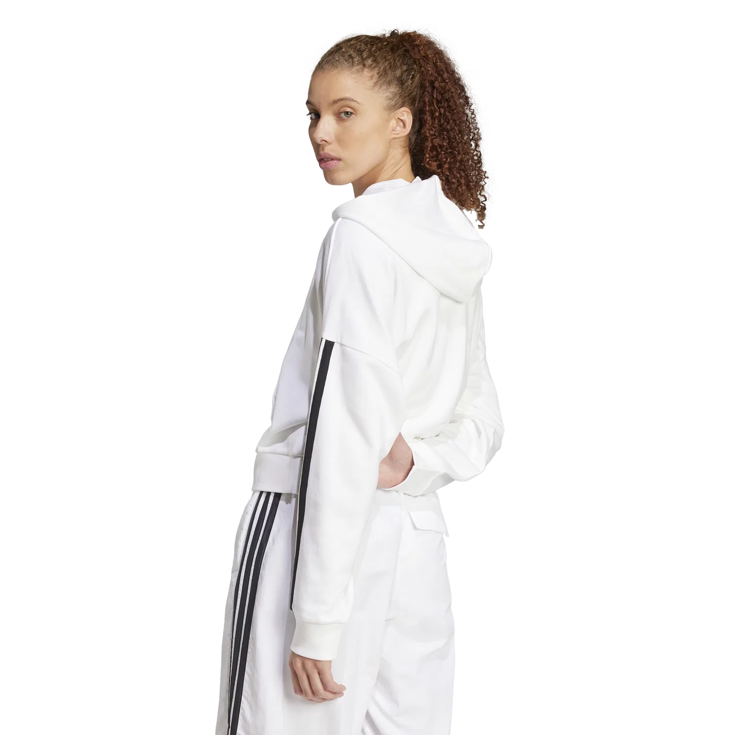 Женское худи на молнии Regular Fit Adidas, белый — фото 2