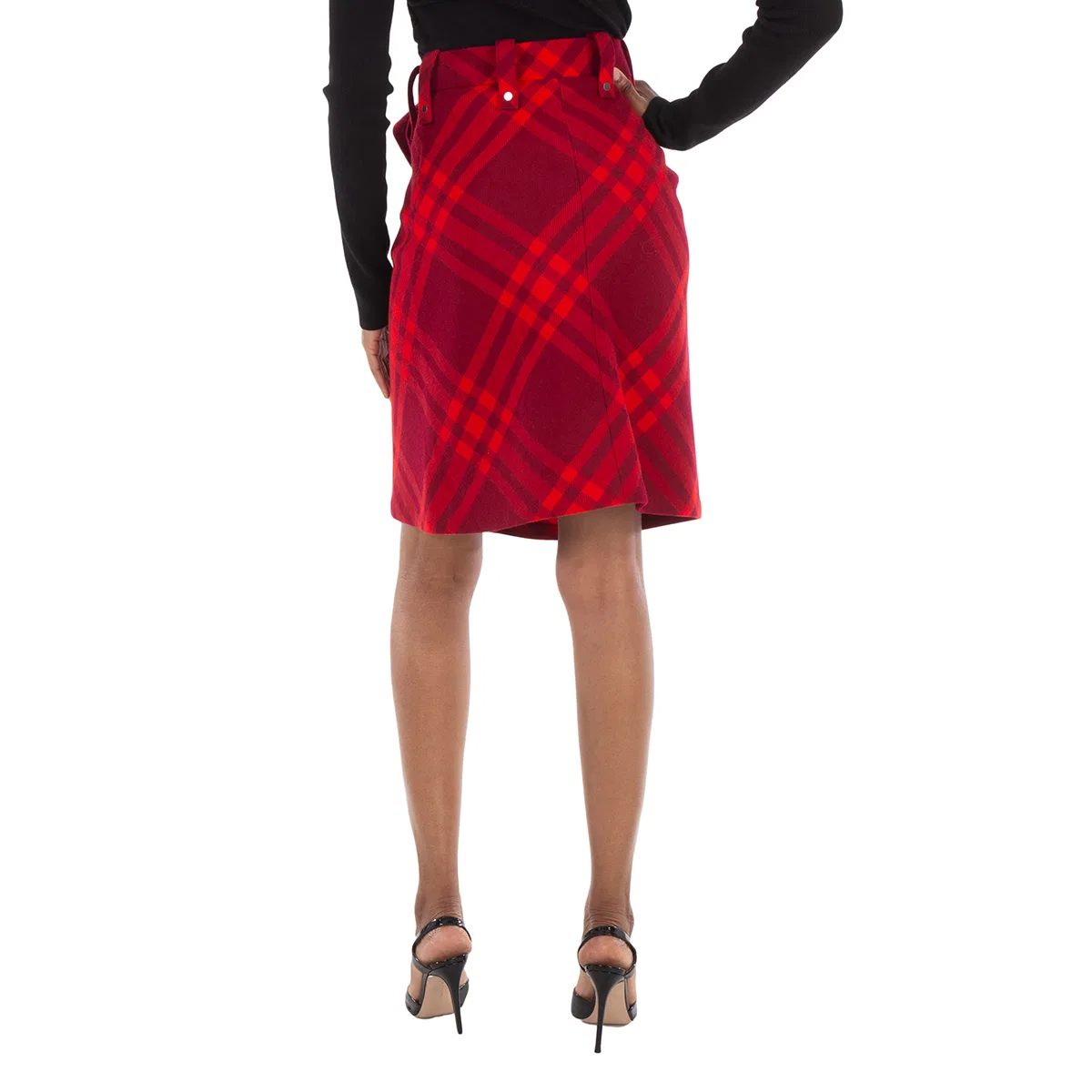 Юбка миди с принтом Check Print Wool Skirt Burberry — фото 3