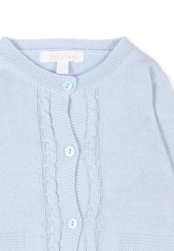Кардиган хлопковый Cable knit Patachou, Light Blue, светло-голубой — фото 3