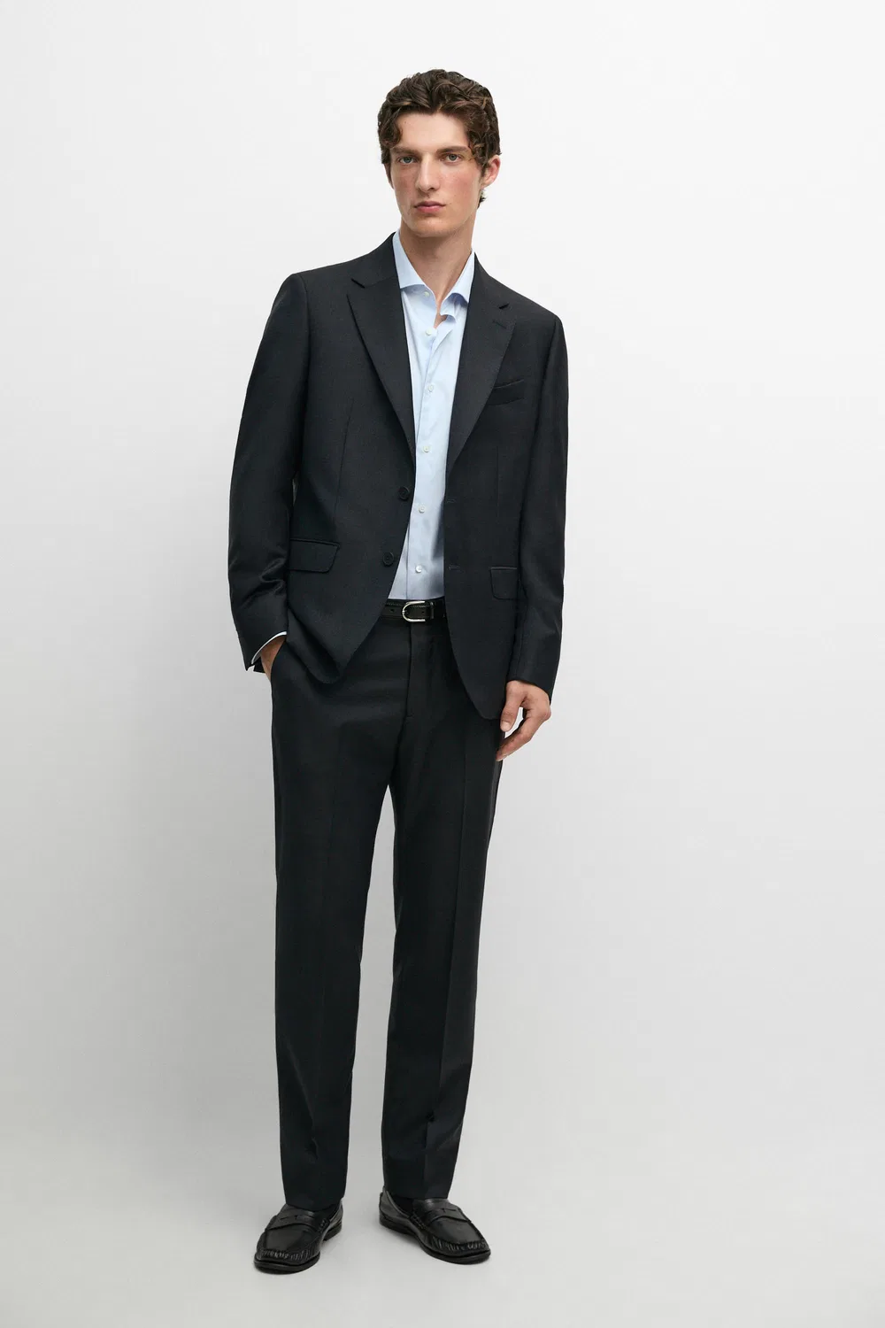 Пиджак Massimo Dutti, мужской, шерстяной, темно-синий