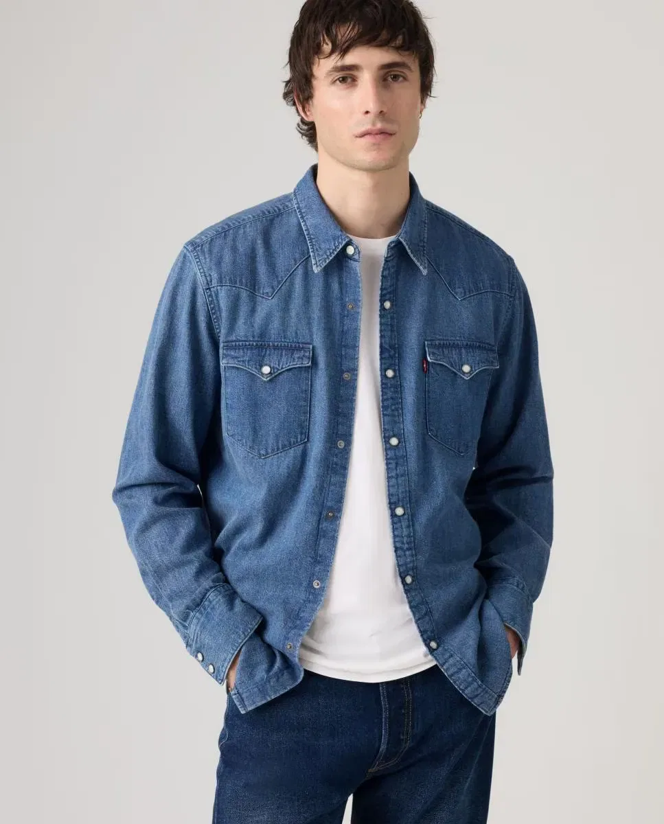 Мужская джинсовая рубашка с длинным рукавом Levi's, Azul — фото 4