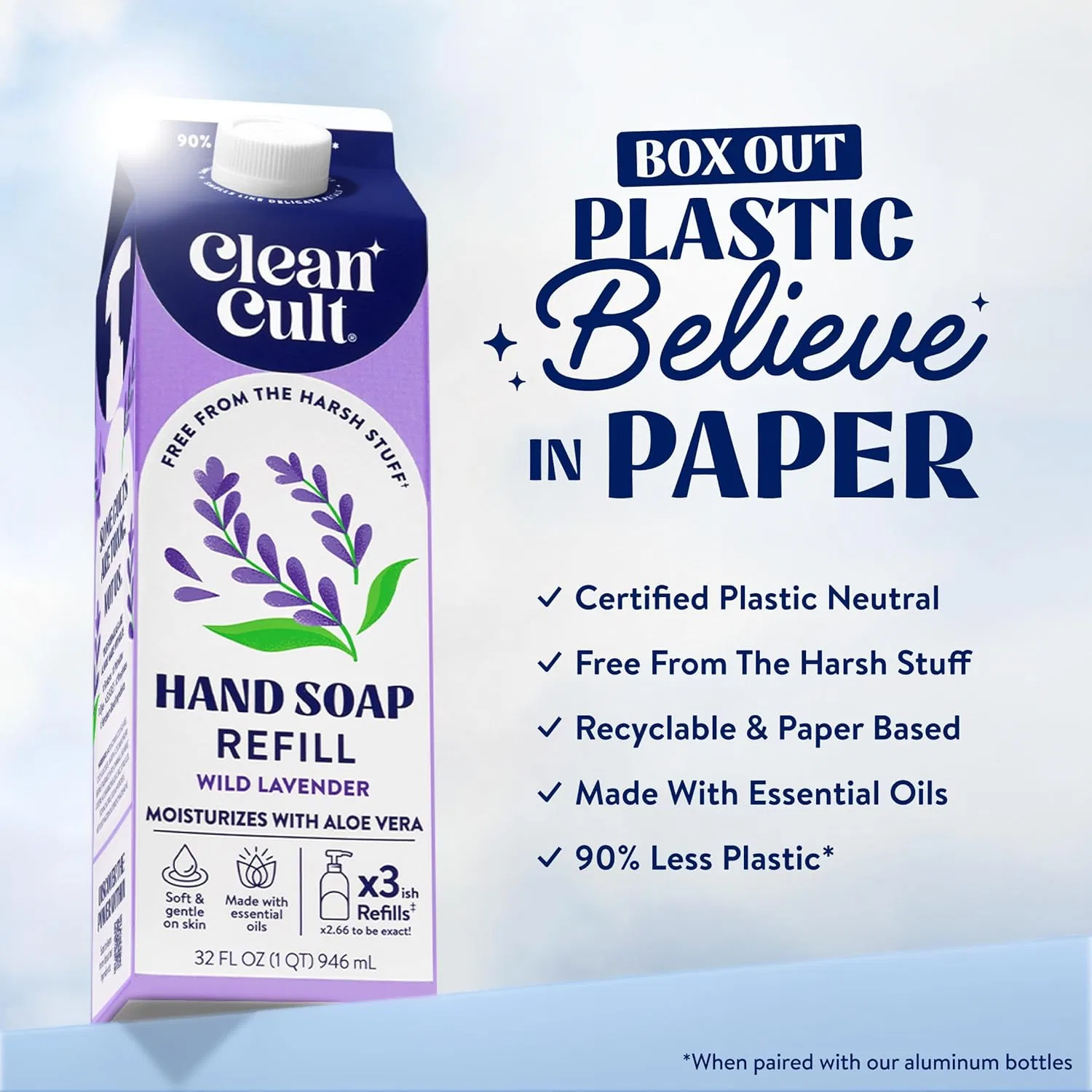 Жидкое мыло для рук Lavender, Cleancult, набор 3 шт., 16 oz (473 мл) каждый — фото 2