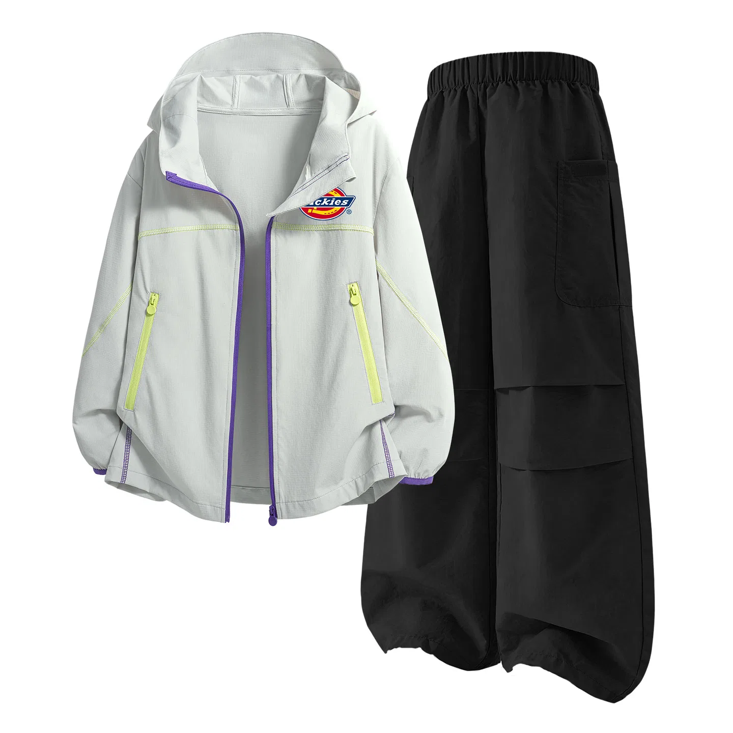 Детский спортивный комплект с принтом, модель K White Gray+Solid Color Black, Dickies, Black