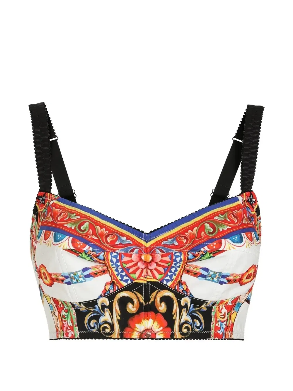 Поплиновый топ с принтом Carretto Dolce & Gabbana, черный