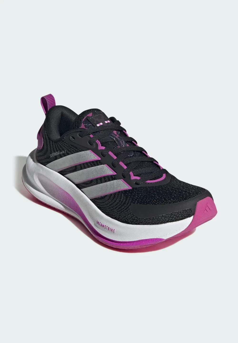 Supernova ease 2 j - кроссовки для бега по улицам Adidas Performance, Core Black Silver Met Purple Burst — фото 2
