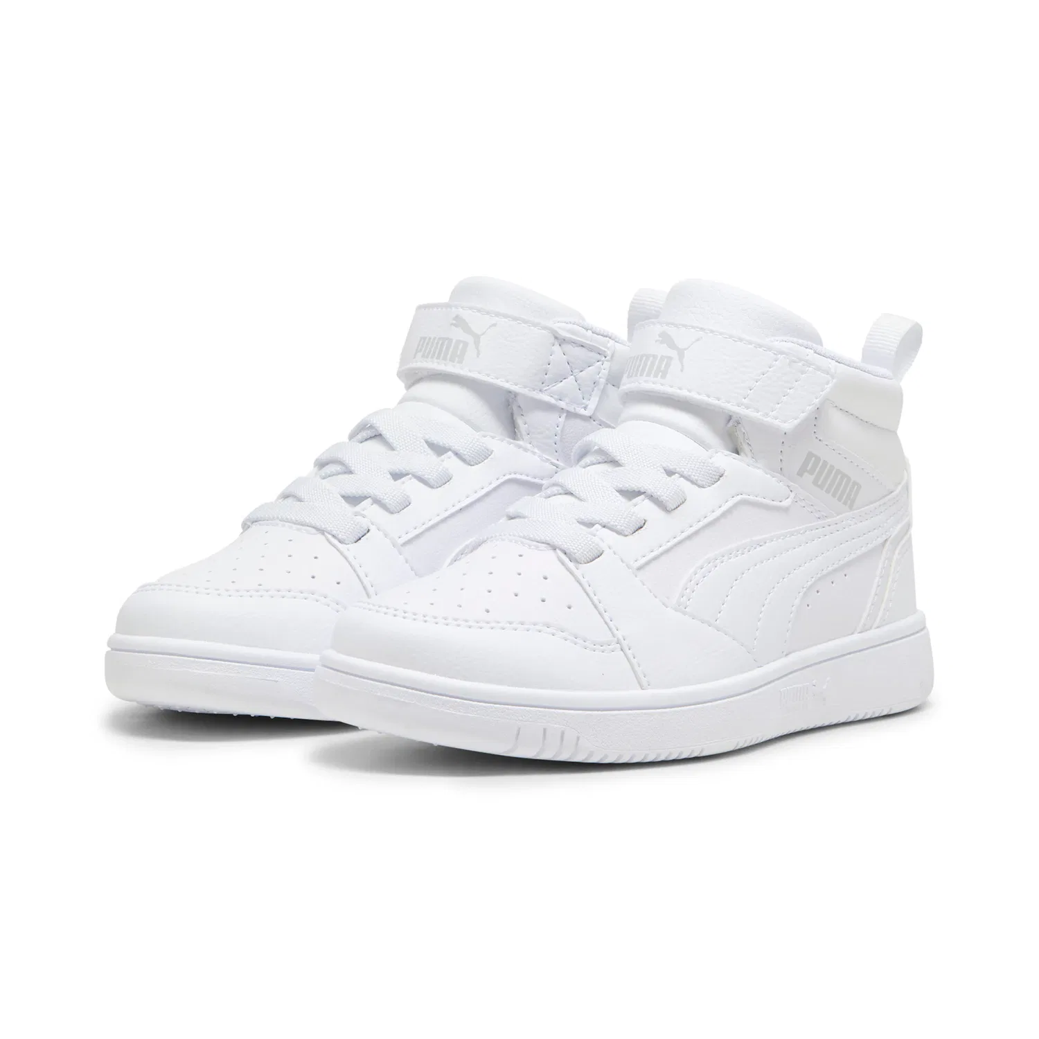 Детские кроссовки с мягкой амортизацией Rebound V6 Mid AC+ PS PUMA, PUMA White-Cool Light Gray