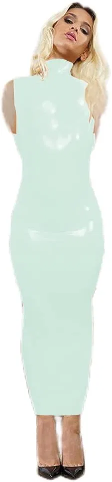 Женское облегающее платье с перчатками из ПВХ-кожи, Light Green