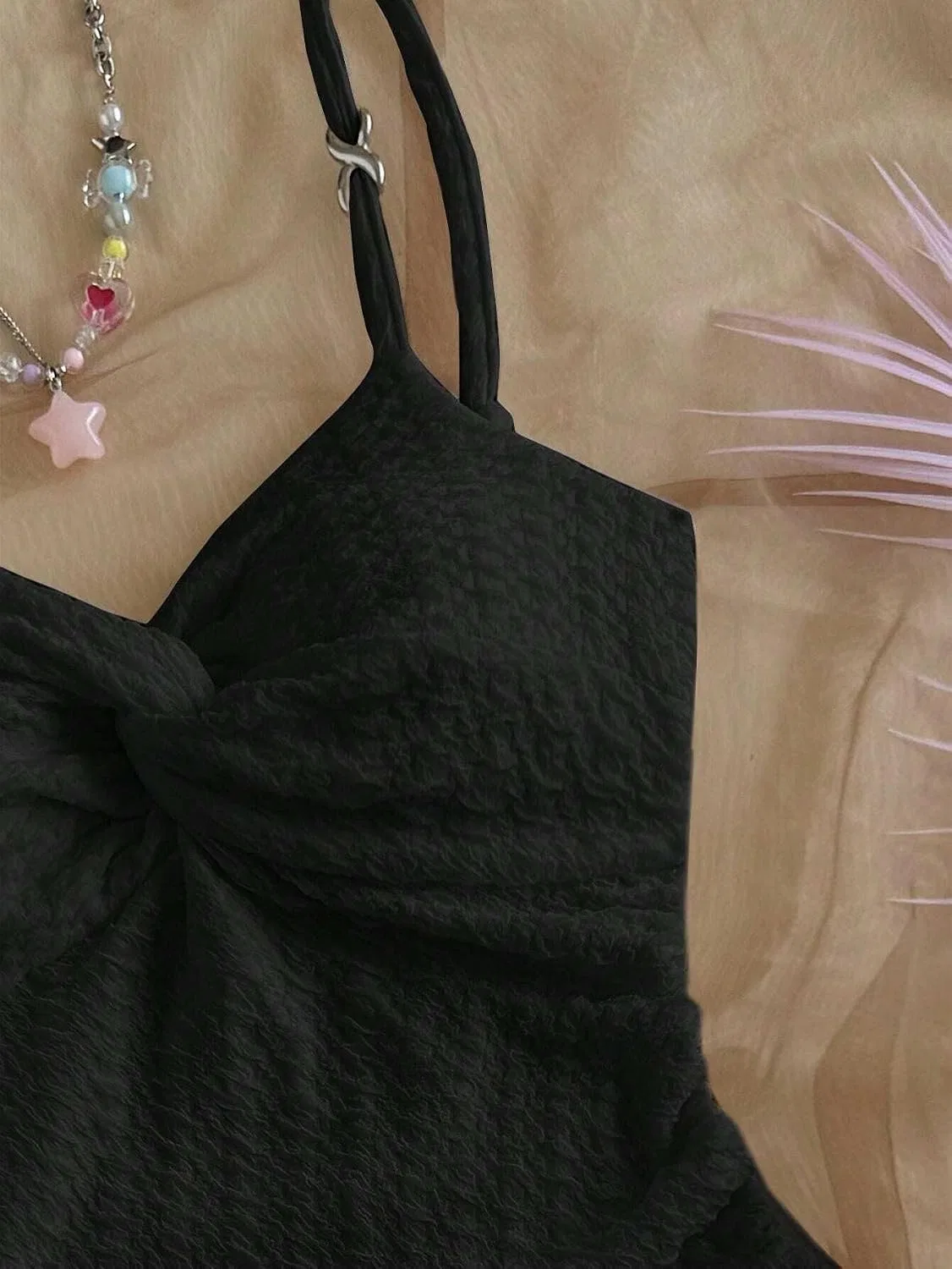 Женское мини-платье с асимметричным подолом Knit Bodycon, Black — фото 2