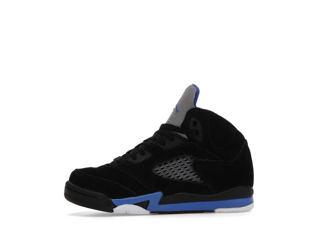 Детские кроссовки с сетчатыми вставками Jordan 5 Retro, Black/Racer Blue-Reflective Silver — фото 3