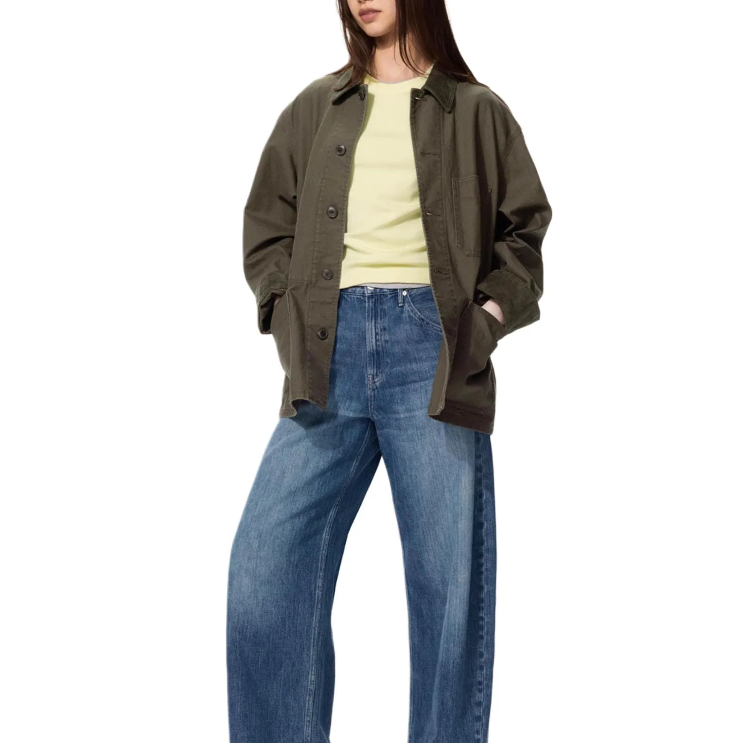 Куртка Unisex Olive Lapel, UNIQLO, Olive — фото 3