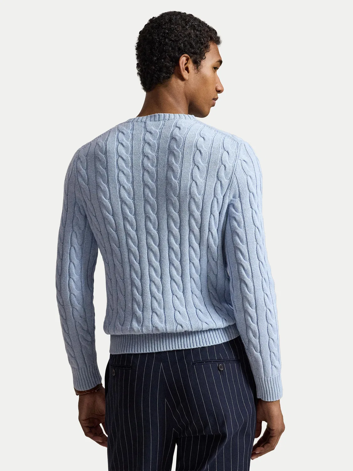Мужской пуловер стандартного кроя Cable Polo Ralph Lauren, голубой — фото 3
