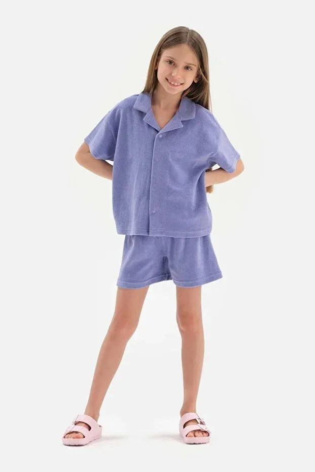 Детская рубашка для мальчиков из махры Lilac girl's towel shirt Dagi, Lila — фото 3